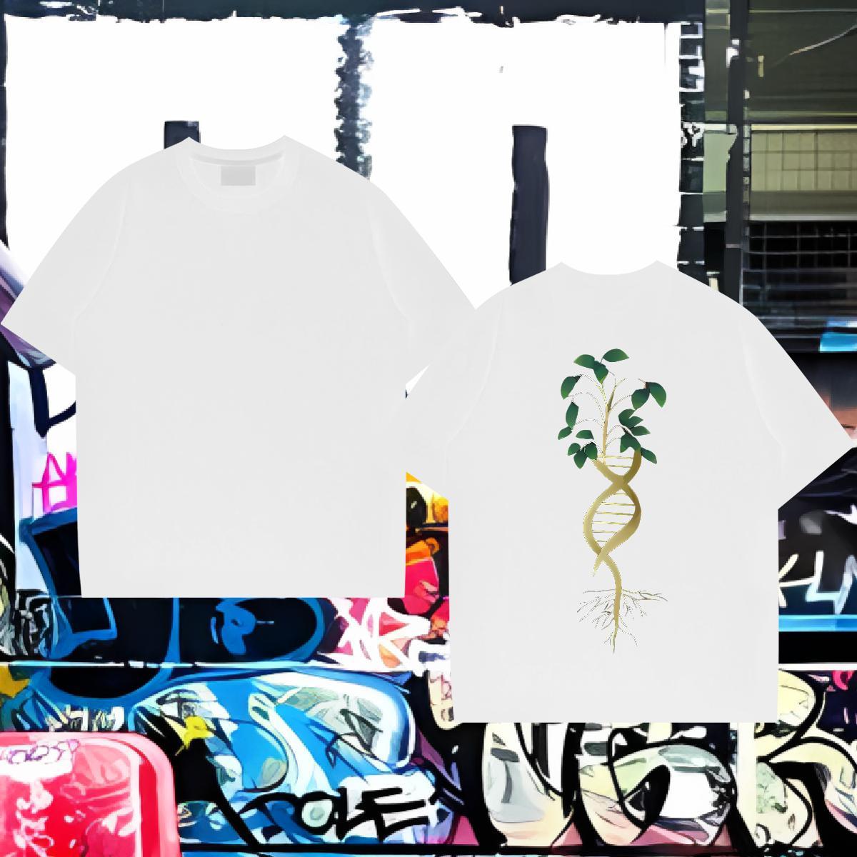 2024 Summer T Shirt For Man 100% Cotton 230g tree Hip Hop Street Polos Short Sleeve Soft Unisex Men Tees Floral Print