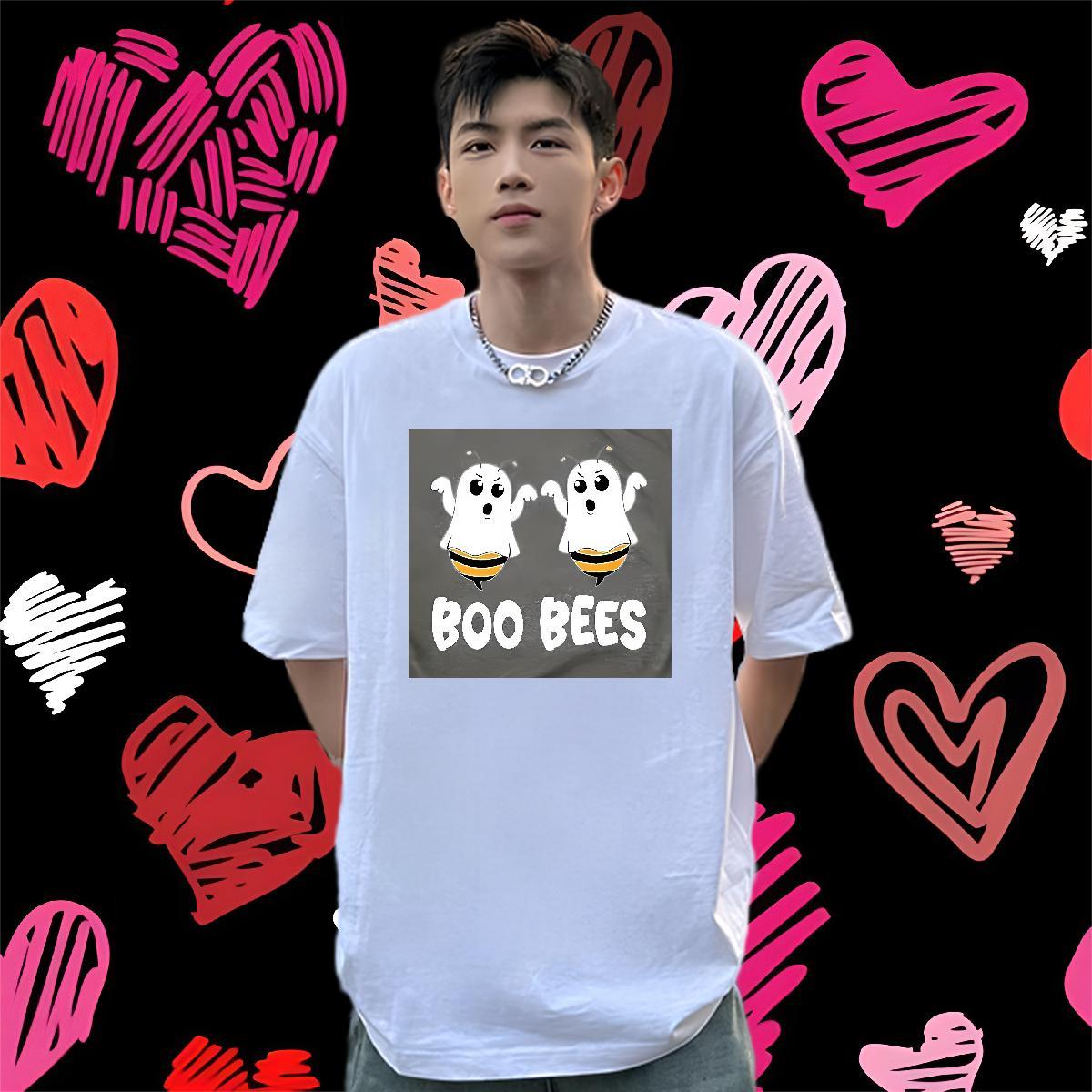 Casual New T Shirt For Man 230g Cotton halloween Outdoor Tees Breathable Crew Neck TOP Quality Men Tops Tees Custom Print Plus Size