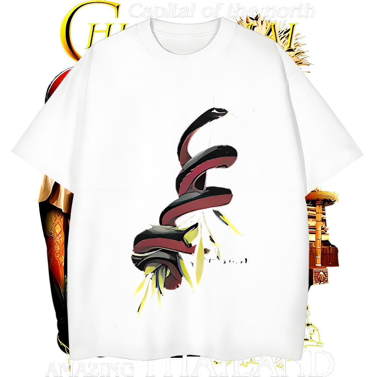 High Quality Tshirt for Man Woman 230g Pure Cotton snake Mens T Shirts Summer Casual Crew Neck Breathable Custom Cartoon Casual New Tees