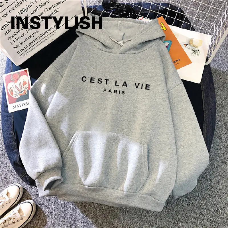 Women Casual Print Loose Hoodies Spring Long Sleeve Hooded Sweatshirt Harajuku Simple Tops Lazy Style Pullover Streetwear 240806