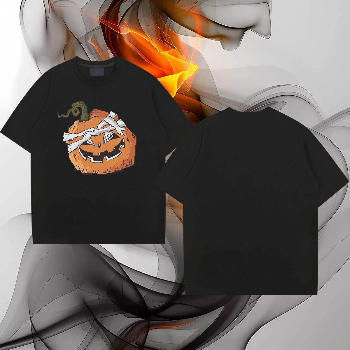 2024 New Men T Shirts 230g 100% Cotton pumpkin Home Outdoor Tshirts Breathable Short Sleeve TOP Quality Mens Tshirts Custom Anime