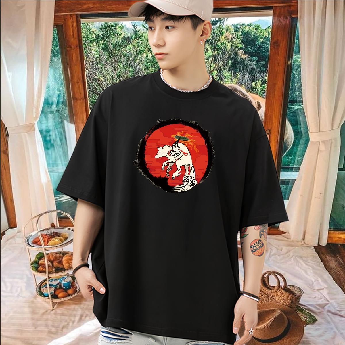 Fashion Designer Man T Shirts 230g Pure Cotton wolf Sports Casual Tops Breathable Crew Neck Wholesale Couples T Shirts DIY