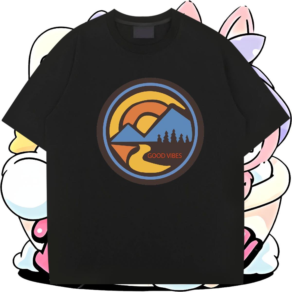 High Quality Mens Tshirts 230g Pure Cotton High Street Hip Hop mountains Cartoon Printing L-4XL Breathable Soft New Designer Mens T Shirts Tees Shirts