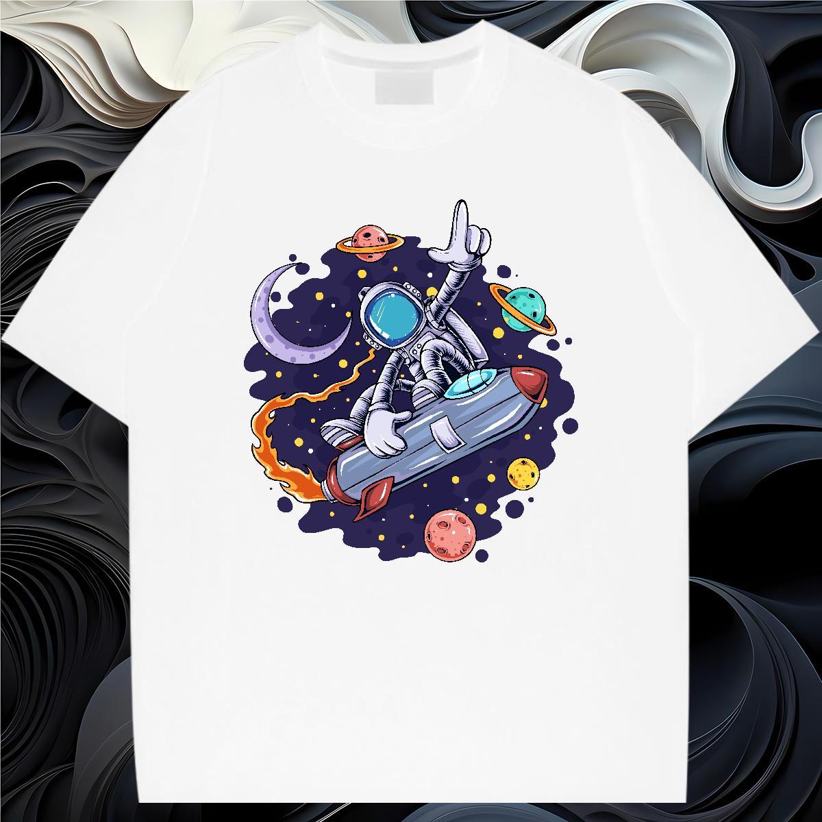 T-Shirts for Men 230g 100% Cotton universe Street Wear O Neck Short Sleeves Custom Big Size Couples T Shirts DIY Cool Tee Shirt