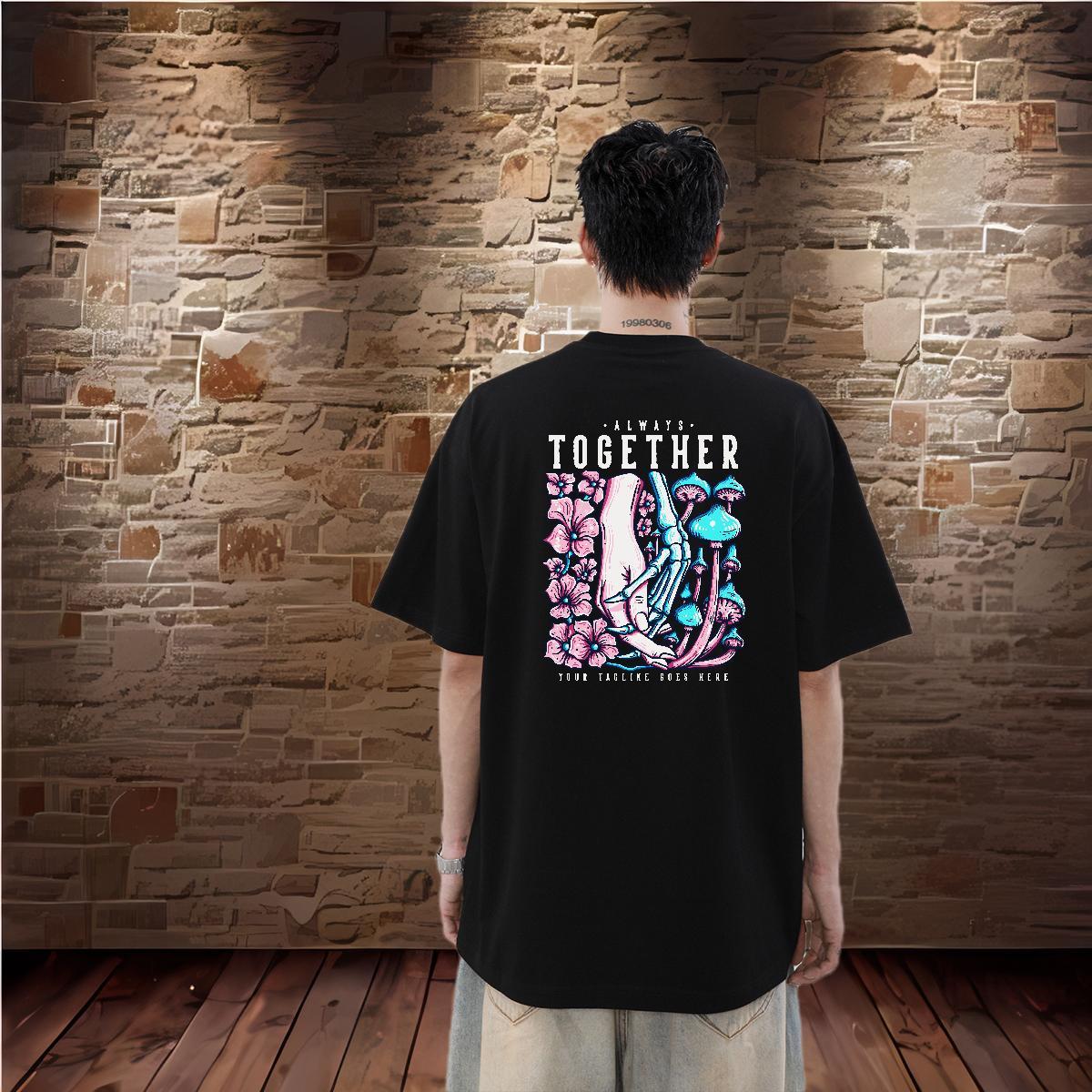 Designer T-Shirts 230g Pure Cotton mushroom Home Outdoor Tops Tees Crew Neck Breathable Brand Tshirts Cartoon Print