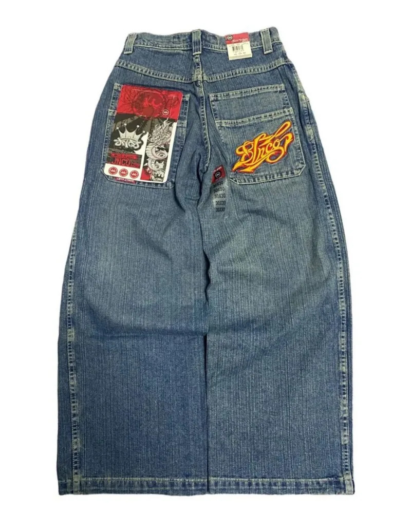 Y2K clothing cargo pants men JNCO Embroidered high quality jeans Hip Hop streetwear baggy jeans Harajuku vintage wide leg jeans 240806