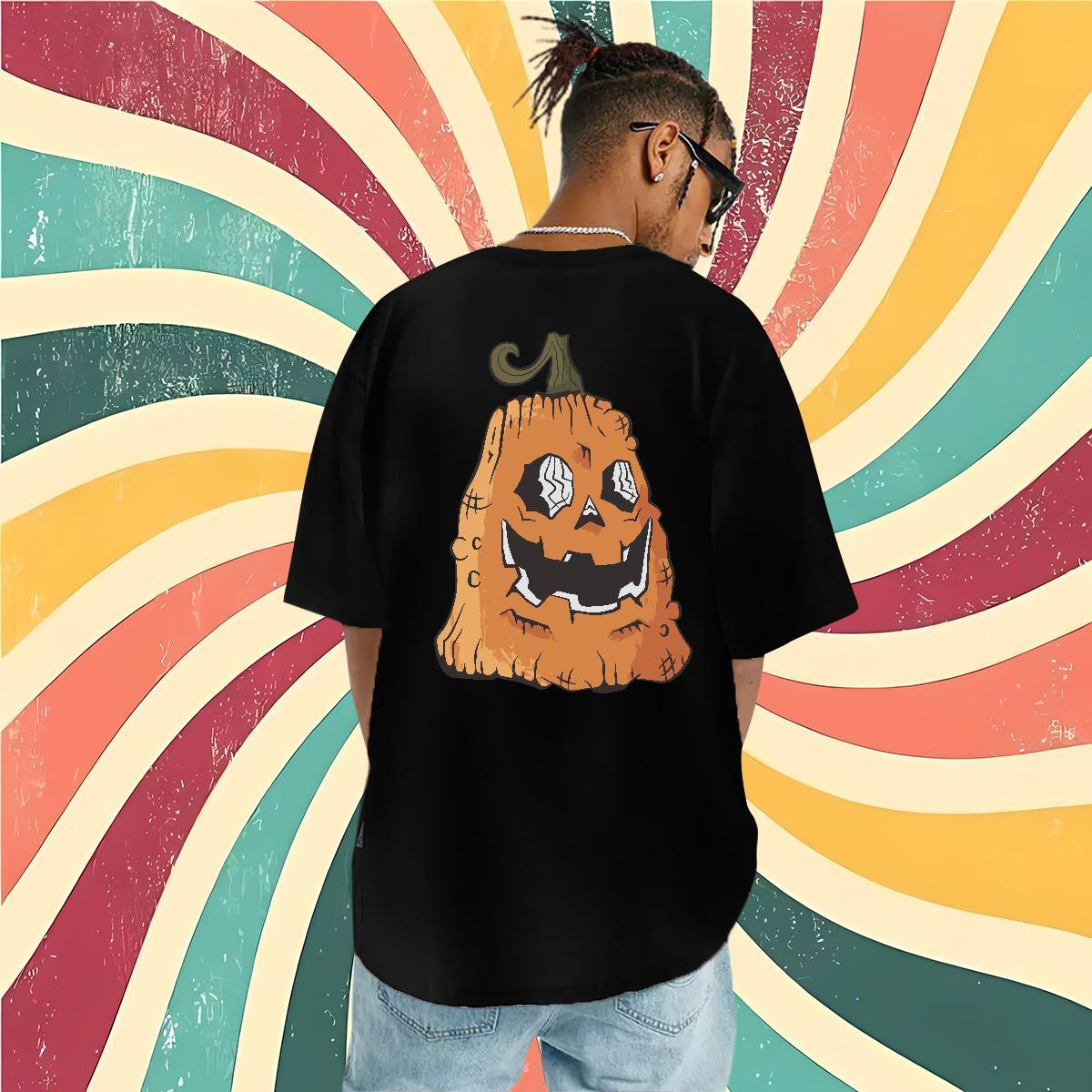 Customized Men T Shirts 230g Pure Cotton pumpkin Hip Hop Street Top Tees Breathable Short Sleeve Free Shipping Men Clothes T-Shirt DIY Printed