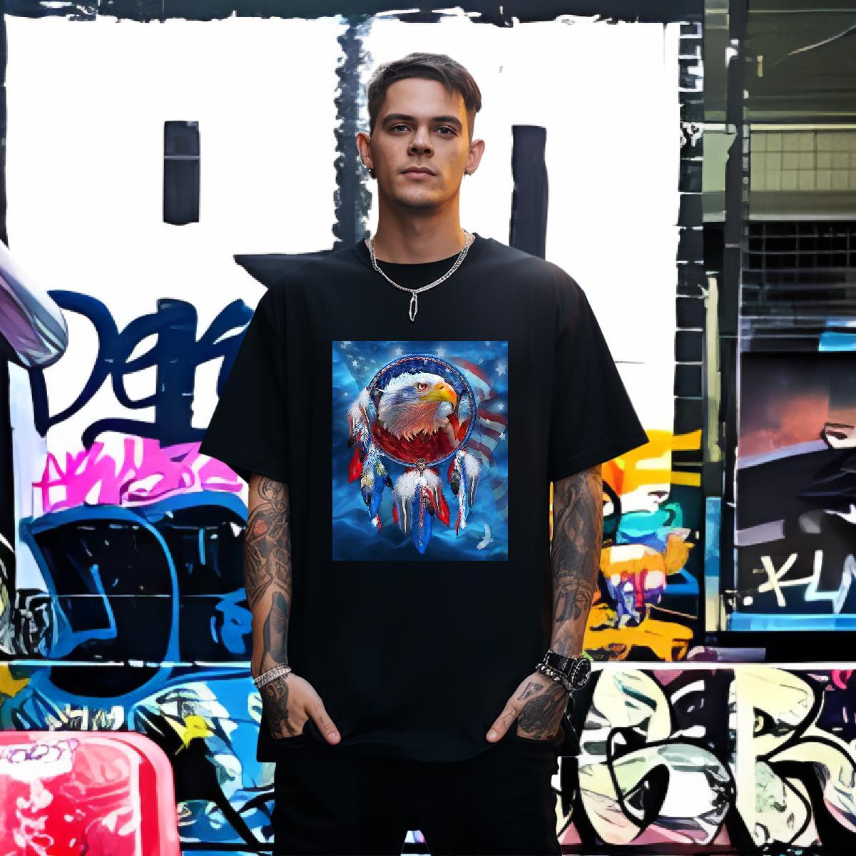 T Shirts Men 230g Pure Cotton eagle Daily Wear Breathable Soft Custom Big Size Couples T Shirts Fashion Comfortable Tshirts