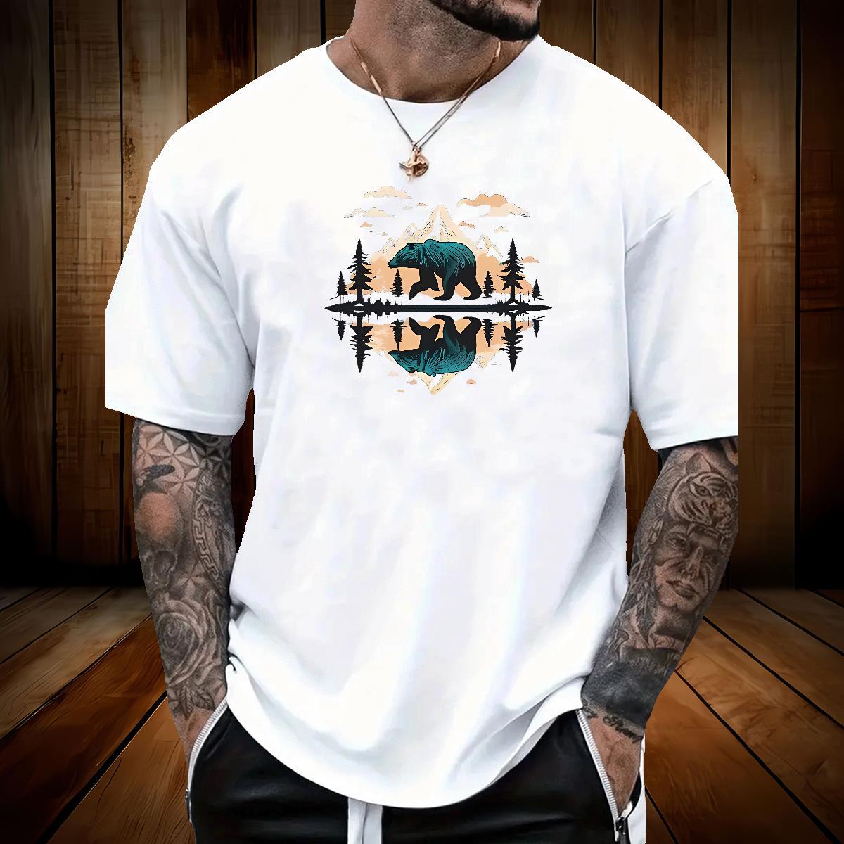 Fashion Casual Mens T Shirts 100% Cotton 230g bear Street Tees Crew Neck Breathable High Quality Men Clothes T-Shirt Black Oversized