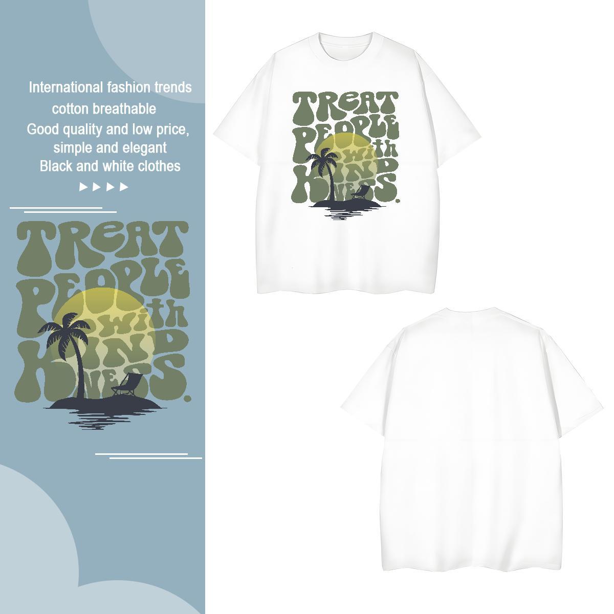 T Shirts Men 230g Cotton tree Street Casual Short Sleeve Soft Oversized 4XL Men Tops Tees New Cool Wear