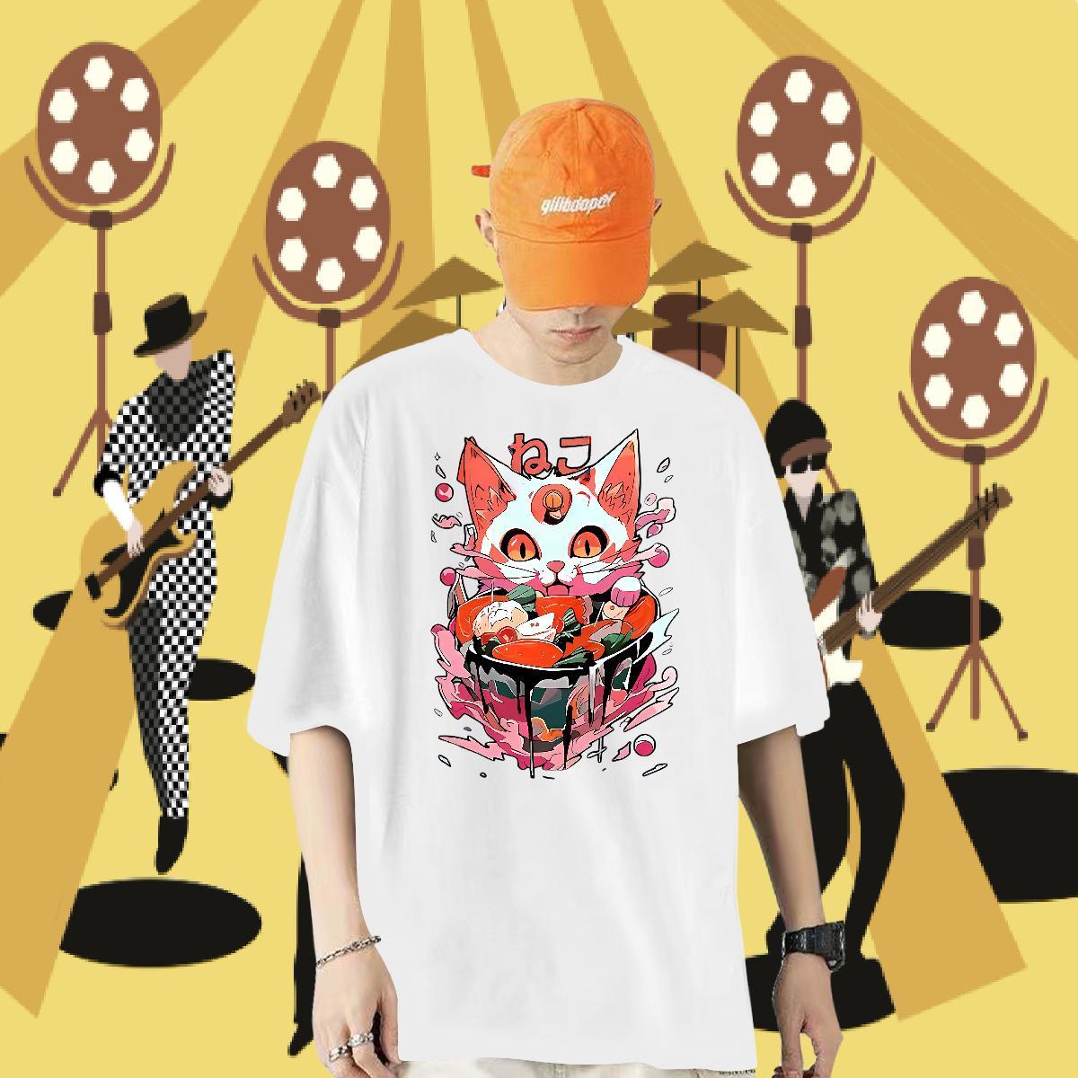 DIY T-Shirts 230g Cotton cat Sports Casual Top Tees Breathable Comfortable Couples T Shirts Custom Printed