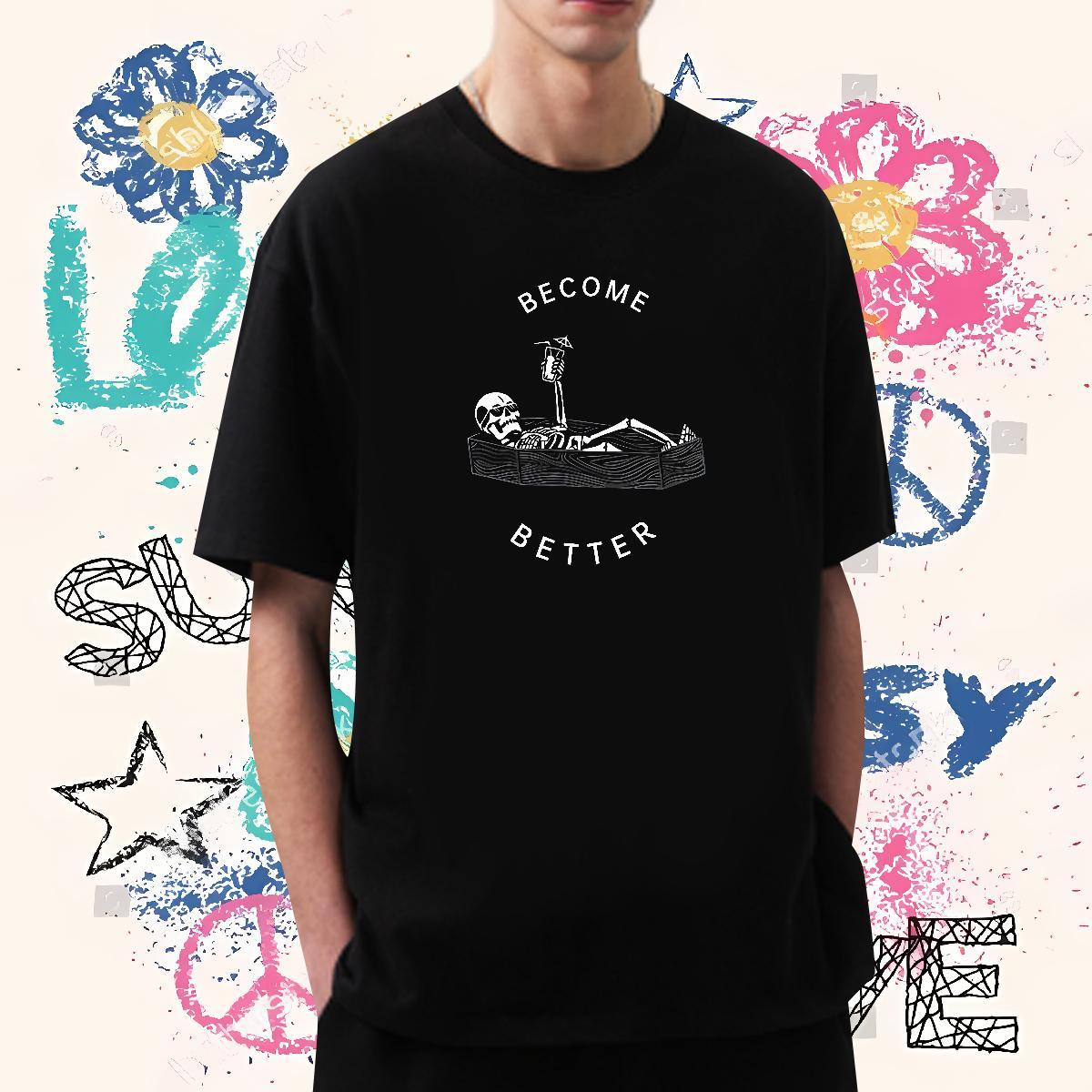 New Mens T Shirts 230g Pure Cotton halloween Summer Casual Clothings Breathable Short Sleeve Popular Tshirt for Man Woman Skull