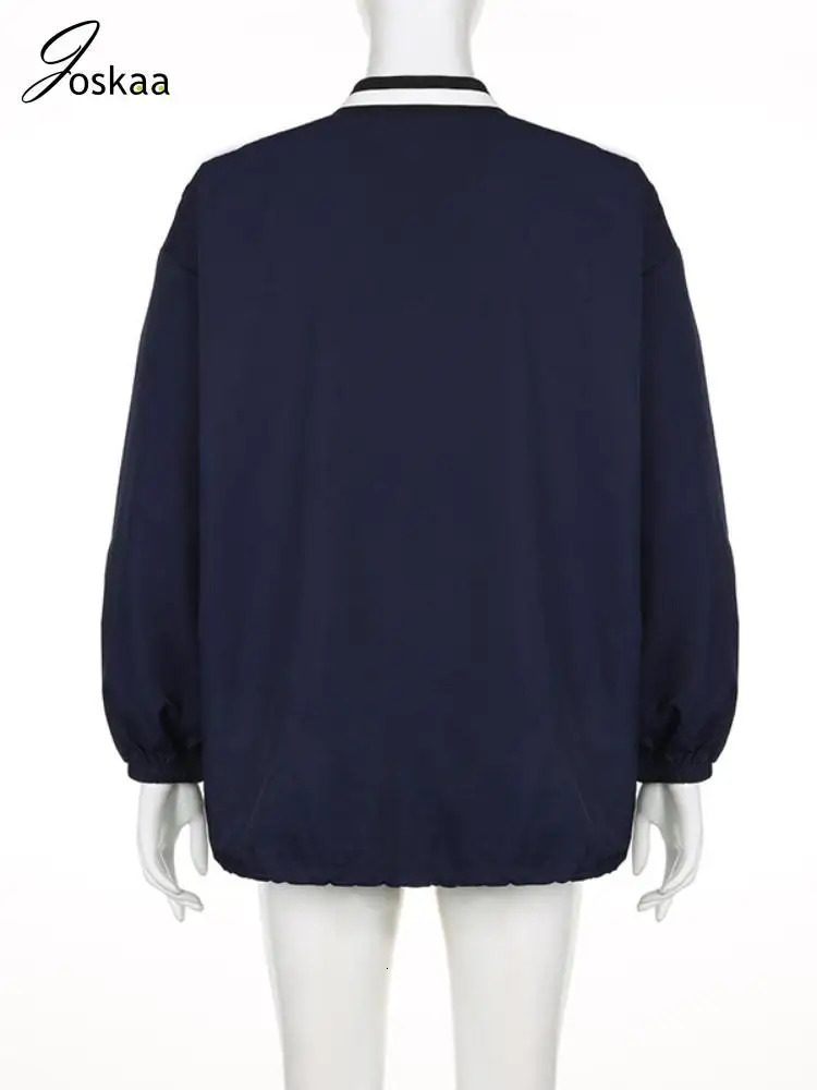 Joskaa Letter Print Oversized Sweatshirt Women Casual VNeck Long Sleeve Drawstring Loose Tops Spring Harajuku Streetwear 240806