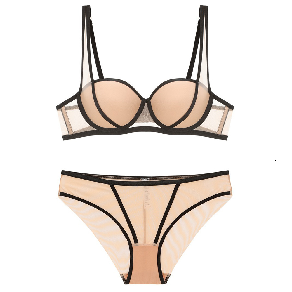 Sexy lingerie with small chest, big gathering, smooth contrasting straps, bra set