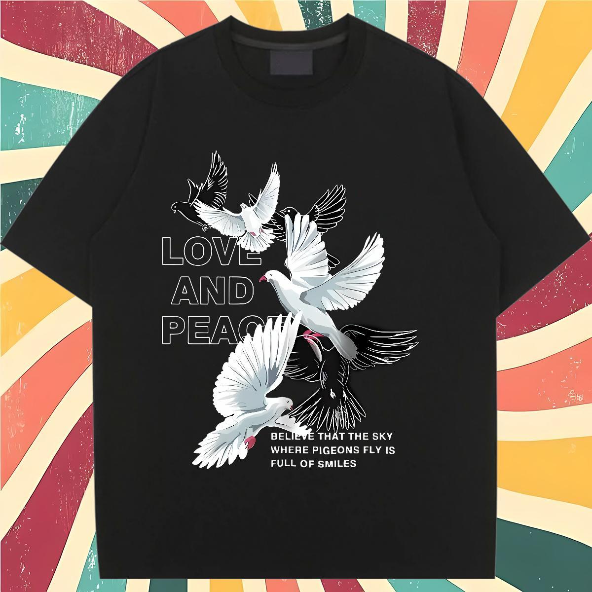 Loose fit T-Shirts for Women Breathable Short Sleeve Tshirt for Man Woman Cartoon Print eagle Hip Hop 230g Cotton New Polos