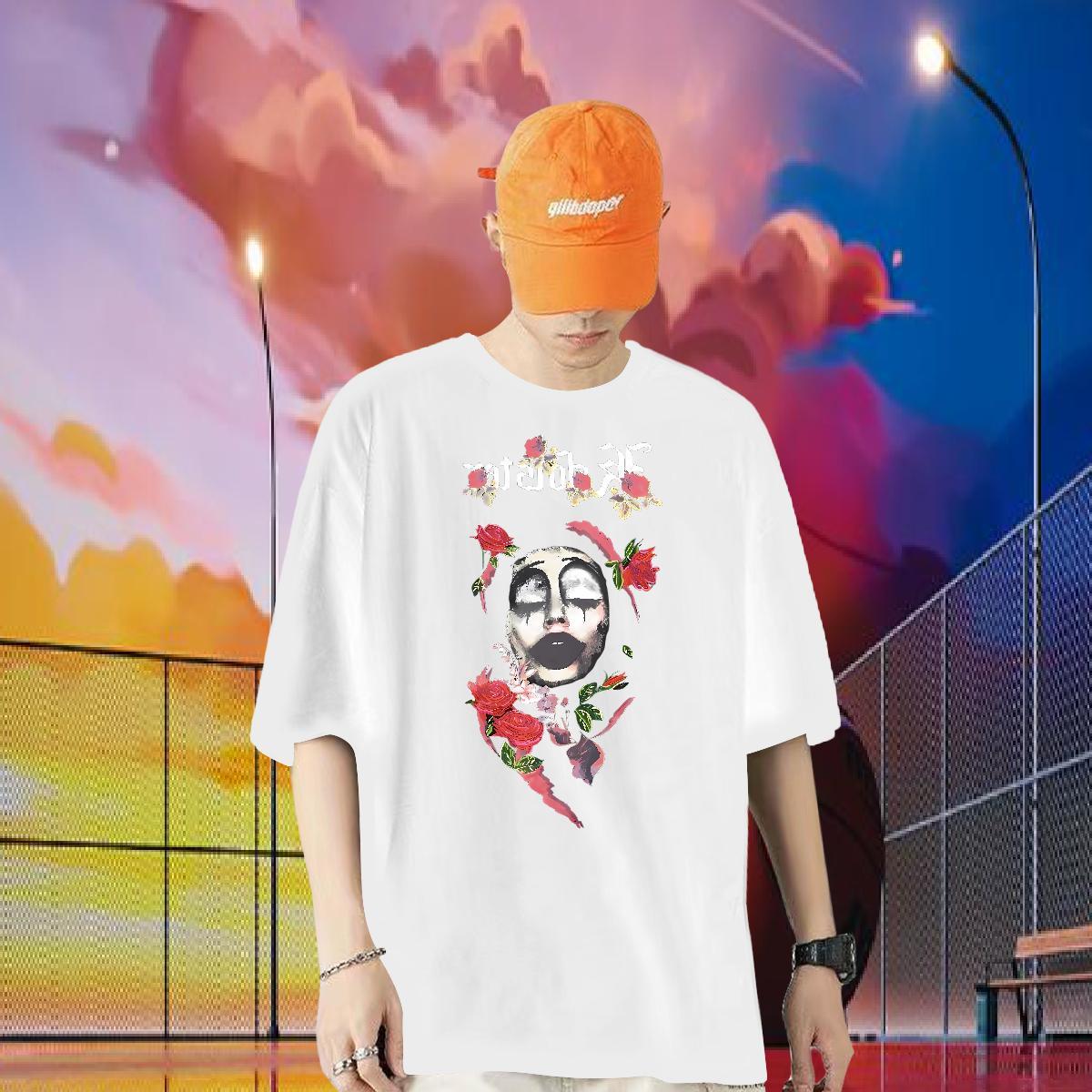 New Arrival Mens T Shirts 100% Cotton 230g flower Daily Wear Tops Shirt O-Neck Short Sleeve Popular Men Tops Tees Custom Big Size