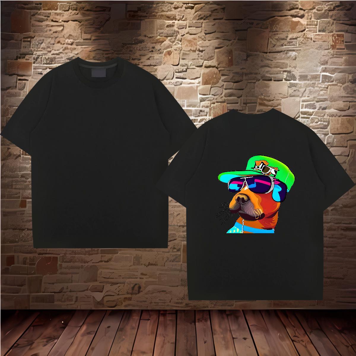 2024 DIY Mens T Shirts 230g Cotton dog Sports Casual Clothes Round Neck Short Sleeve Unisex Men Tops Tees Custom Printing