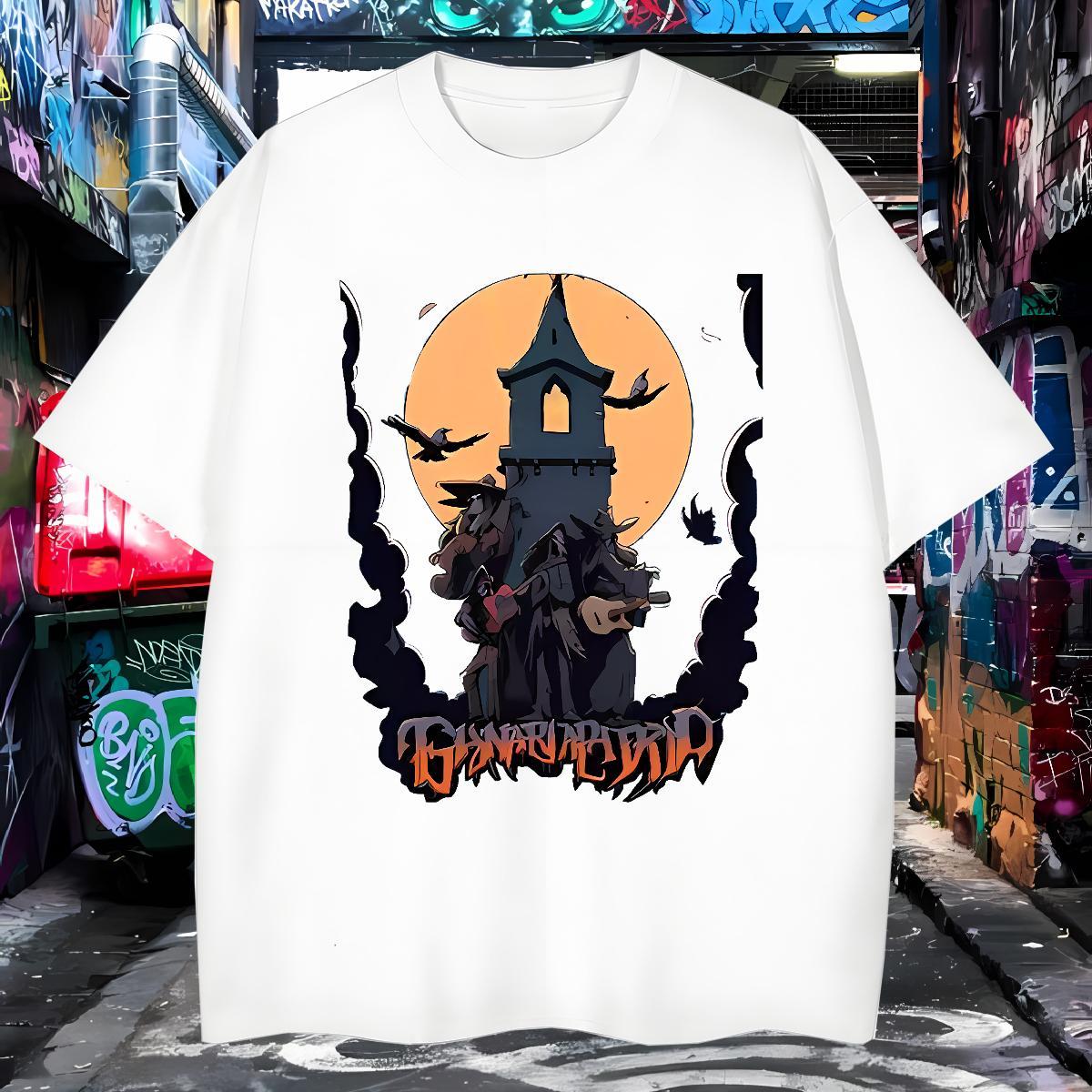 T shirt 230g 100% Cotton Tower Street Casual Short Sleeve O-Neck Custom Cartoon Men Tees Fashion Designer Cool Clothes