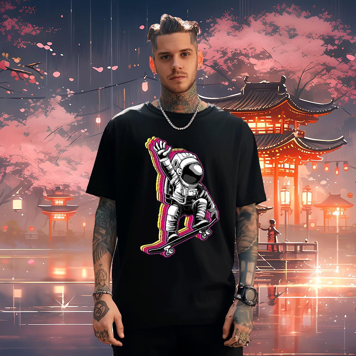 Man T Shirts 100% Cotton 230g planet Hip Hop Breathable Short Sleeve Oversized 3XL 4XL Mens Tshirts 2024 DIY Cool Top Tees