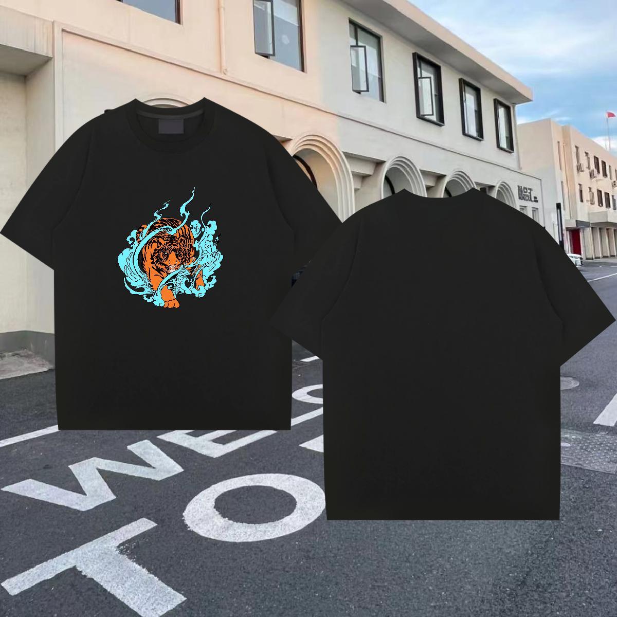 Stylist T Shirt For Man 230g 100% Cotton tiger High Street Hip Hop Wear Short Sleeve Soft TOP Quality Men Clothes T-Shirt Custom Printed