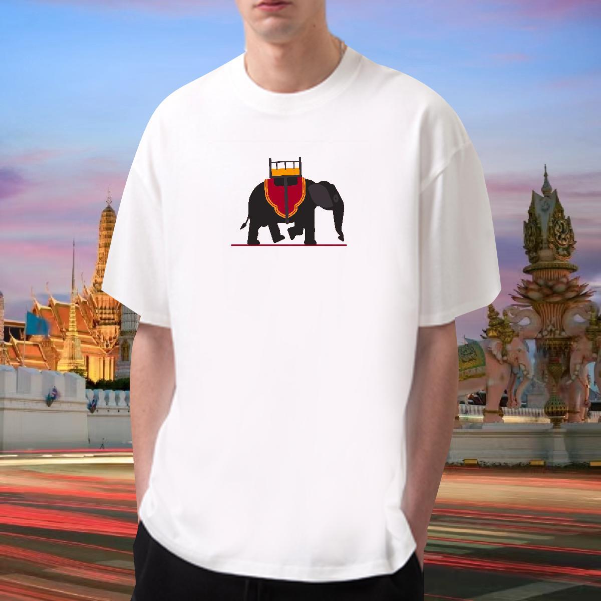 2024 New Mens T Shirts 230g Cotton Elephant Beach Tops Breathable Soft Wholesale Men Tops Tees Custom Cartoon