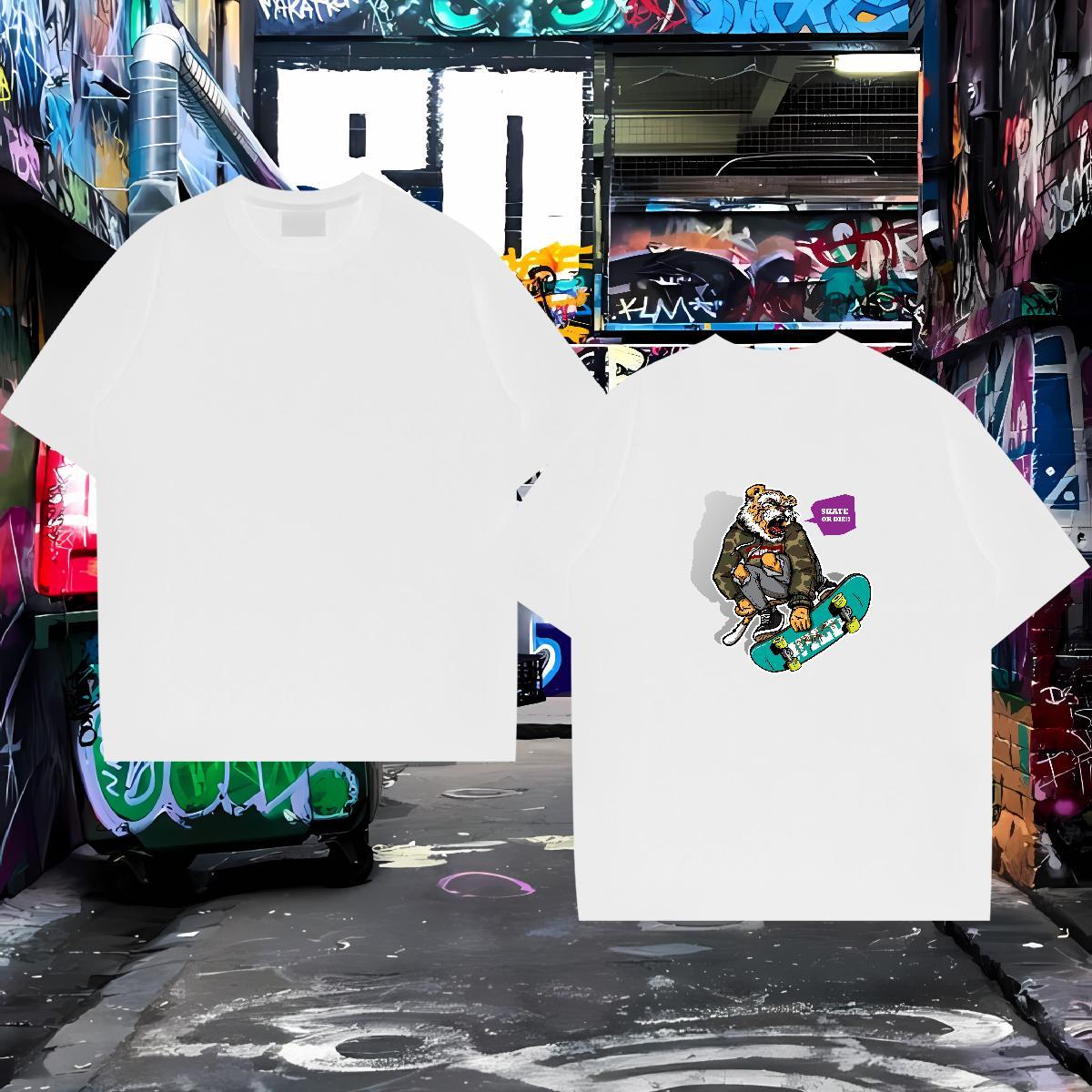 DIY Customized T Shirts Men 230g Cotton Home Outdoor Tees O Neck Short Sleeves Unisex Tshirt for Man Woman Custom Cartoon