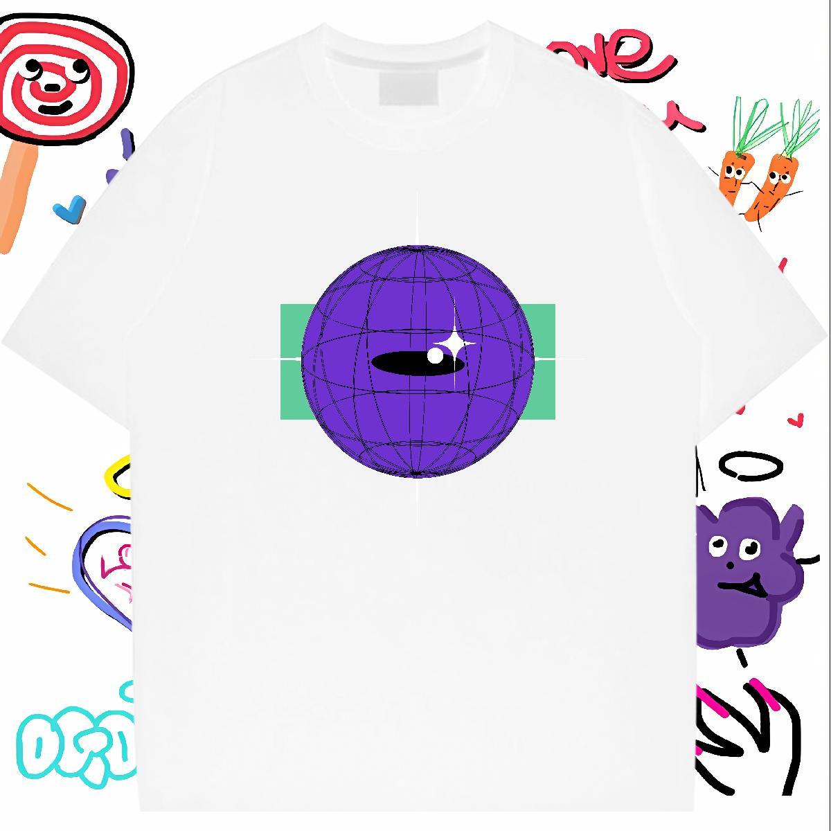 T Shirt For Man 100% Cotton 230g universe Street wear Hip Hop Breathable Short Sleeve Customized Print Couples T Shirts 2024 DIY Loose Top Tees