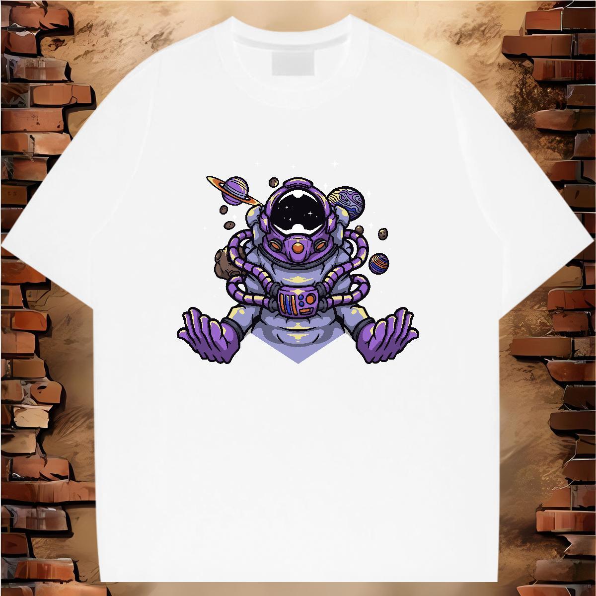 T Shirt For Man 230g Cotton cosmonaut Home Outdoor Breathable Black Oversized Men Clothes T-Shirt Stylist TOP Quality Tshirts