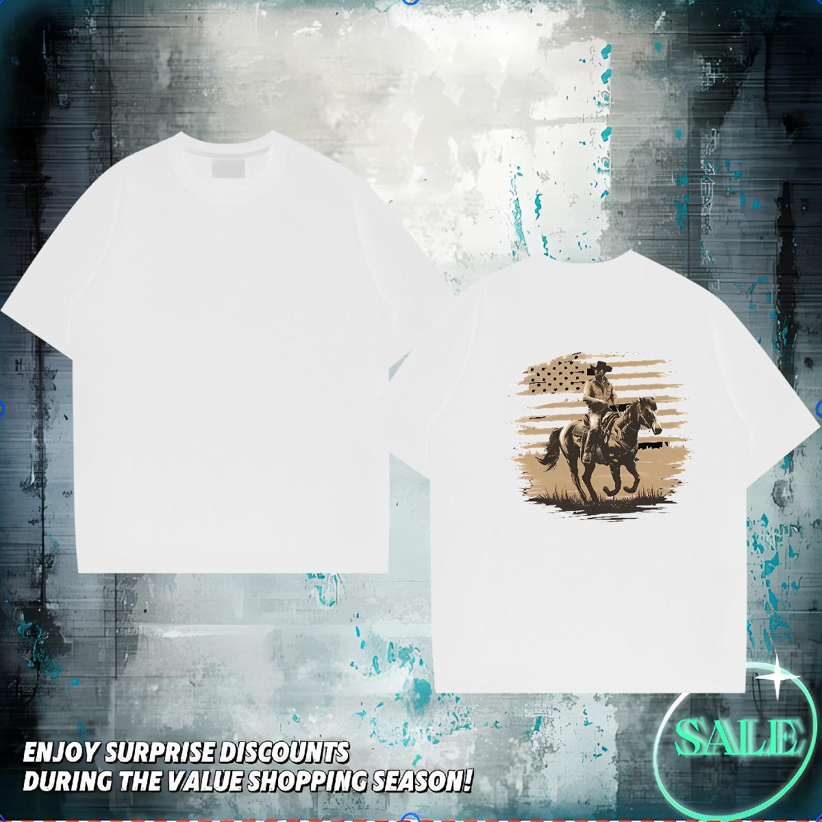 New Mens T Shirts 230g Pure Cotton horse Hip Hop Street Polos Breathable Short Sleeve Loose Fit Tshirt for Man Woman Custom Printed