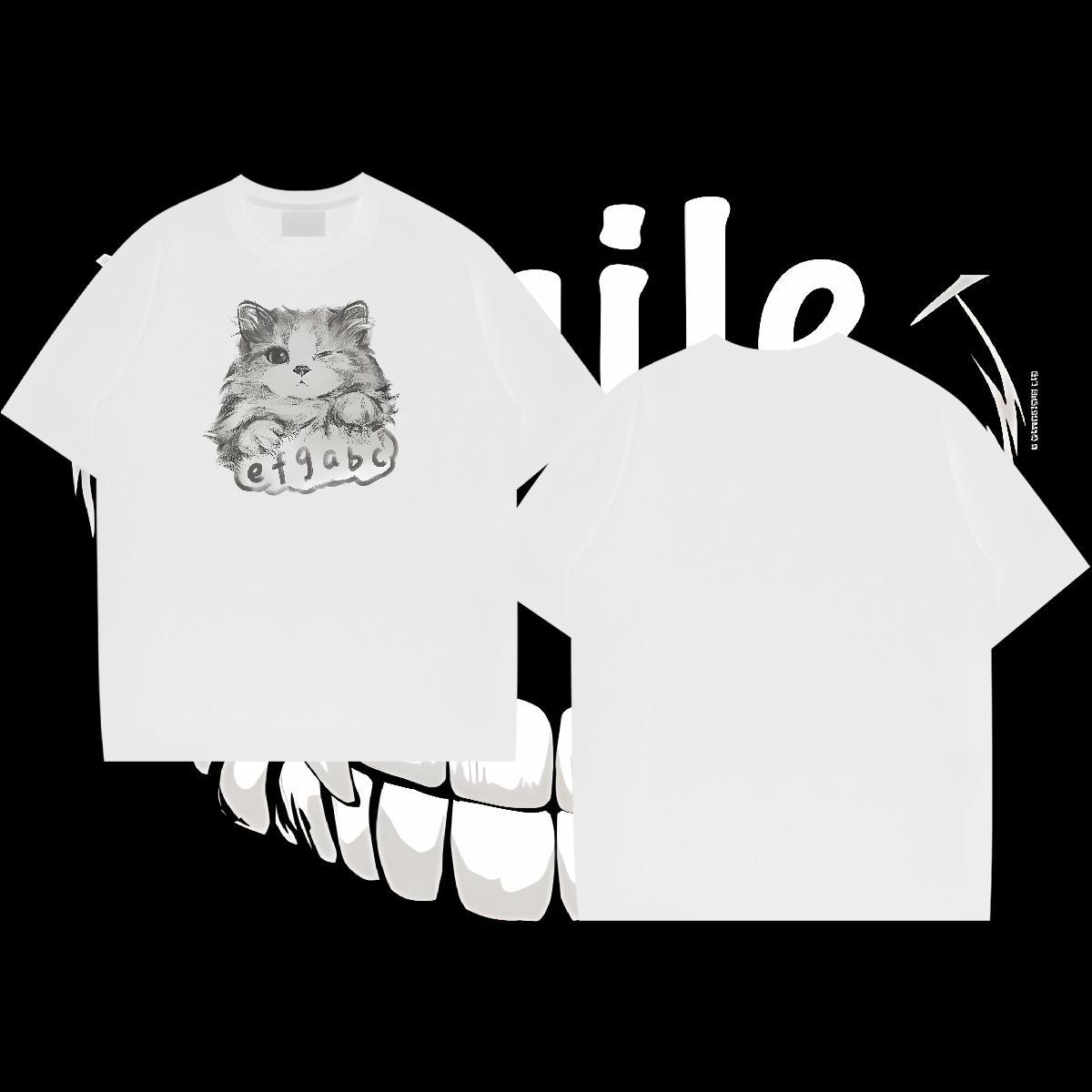 Designer Man T Shirts 230g 100% Cotton cat Casual Beach Polos O-Neck Short Sleeve Wholesale Men Tees Customized