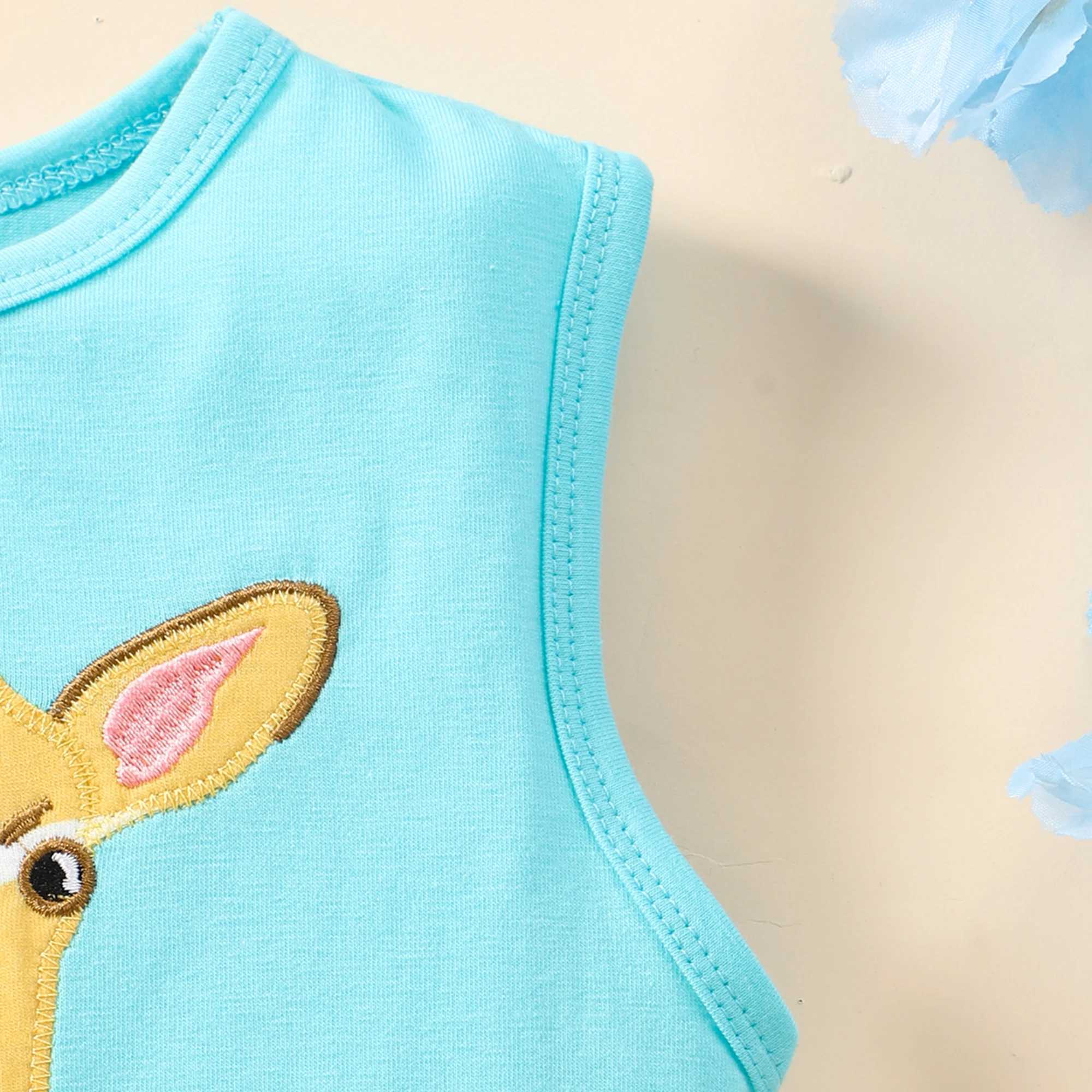 Cute giraffe printed sleeveless holiday summer casual dressW240720