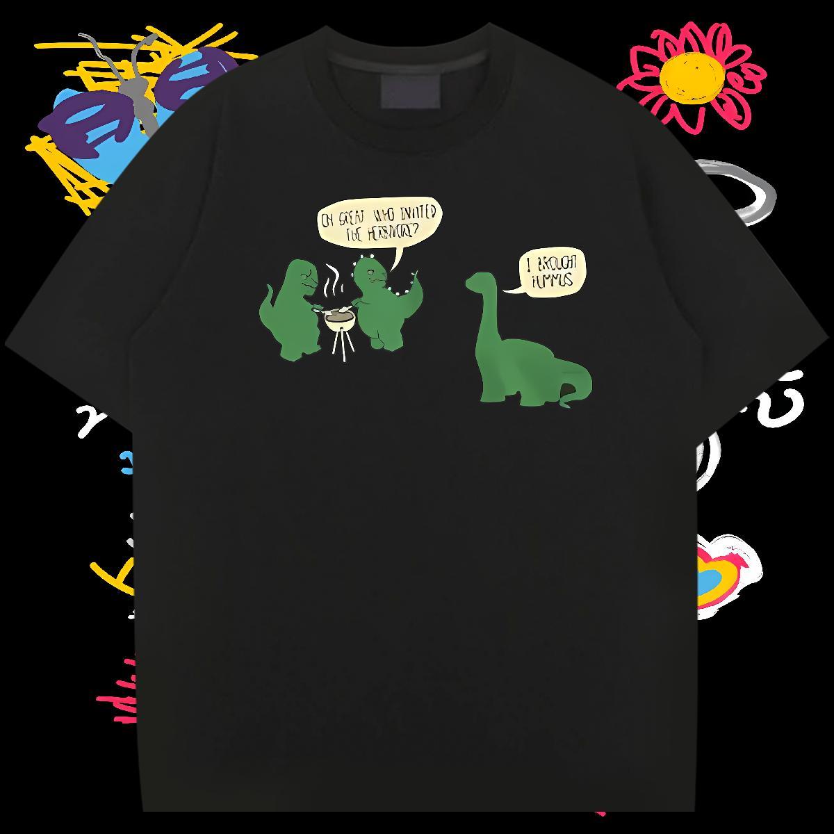 Classic Mens T Shirts 100% Cotton 230g dinosaur Home Outdoor Tshirts O-Neck Short Sleeve Popular Men Tops Tees Cartoon Print