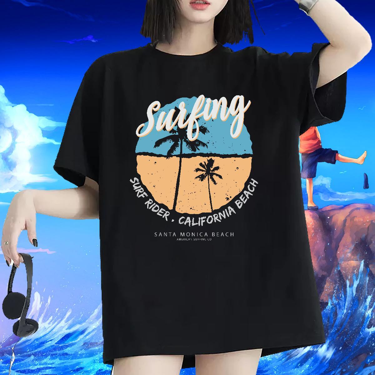 Wholesale Woman T Shirts Breathable Women Tshirts Cartoon Printing L-4XL tree Sport 230g 100% Cotton Factory Direct Wear