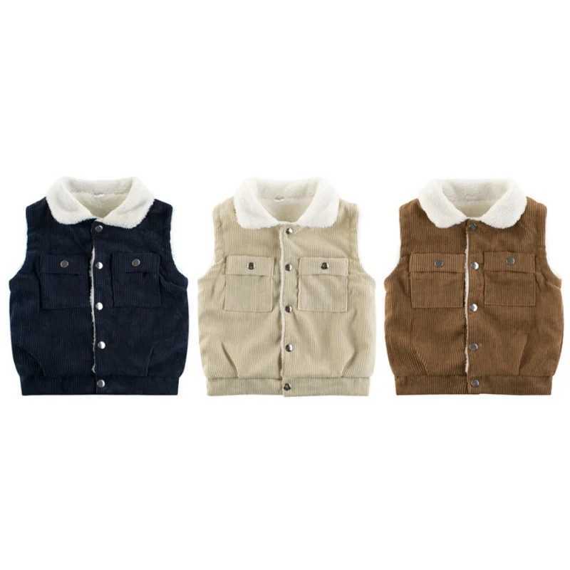New childrens vest autumn winter boys and girls Lambswool Padded single chest hot vest childrens warm topW240724