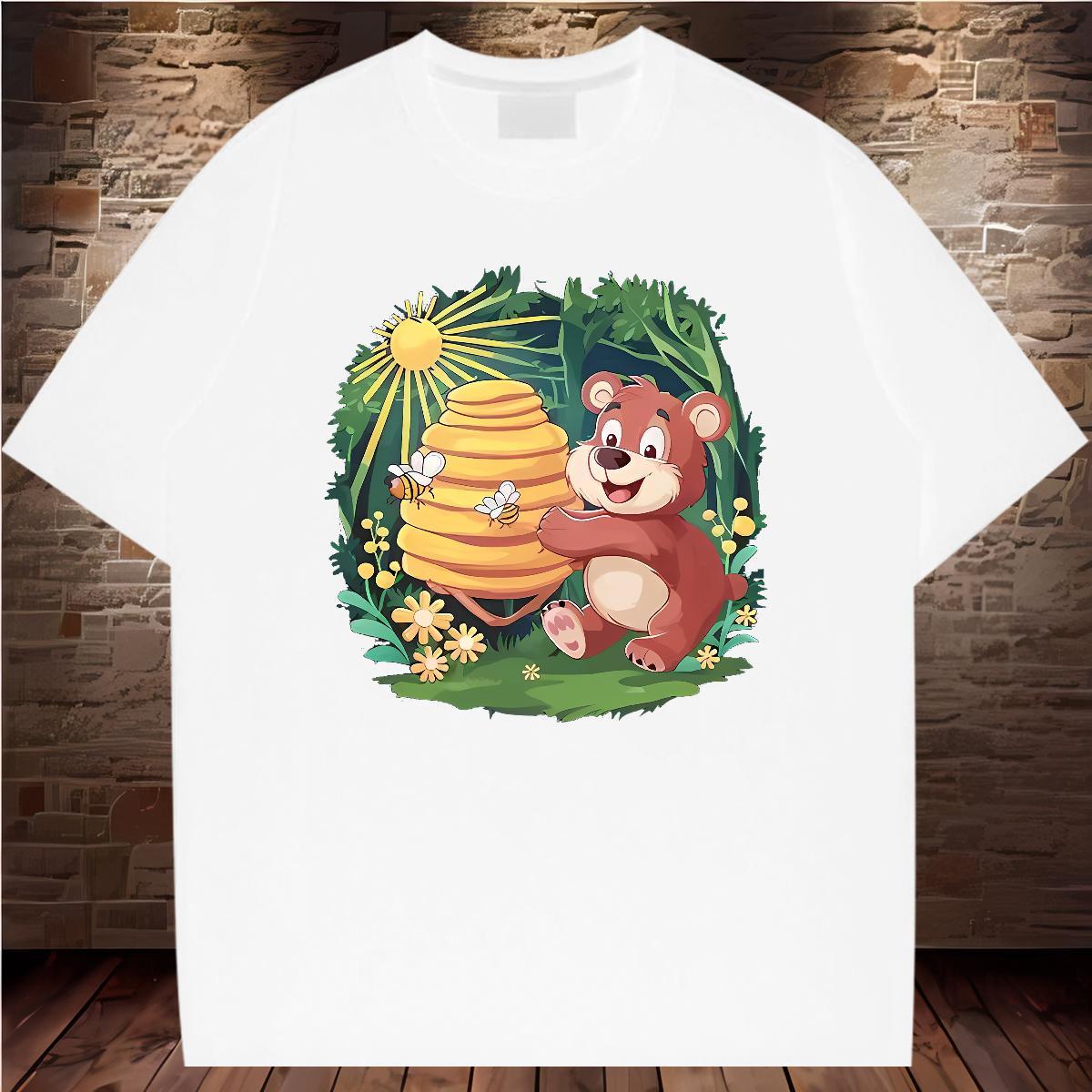 T shirt 230g 100% Cotton bear Daily Wear Crew Neck Breathable Custom Big Size Men Clothes T-Shirt Free Shipping Designer Clothings