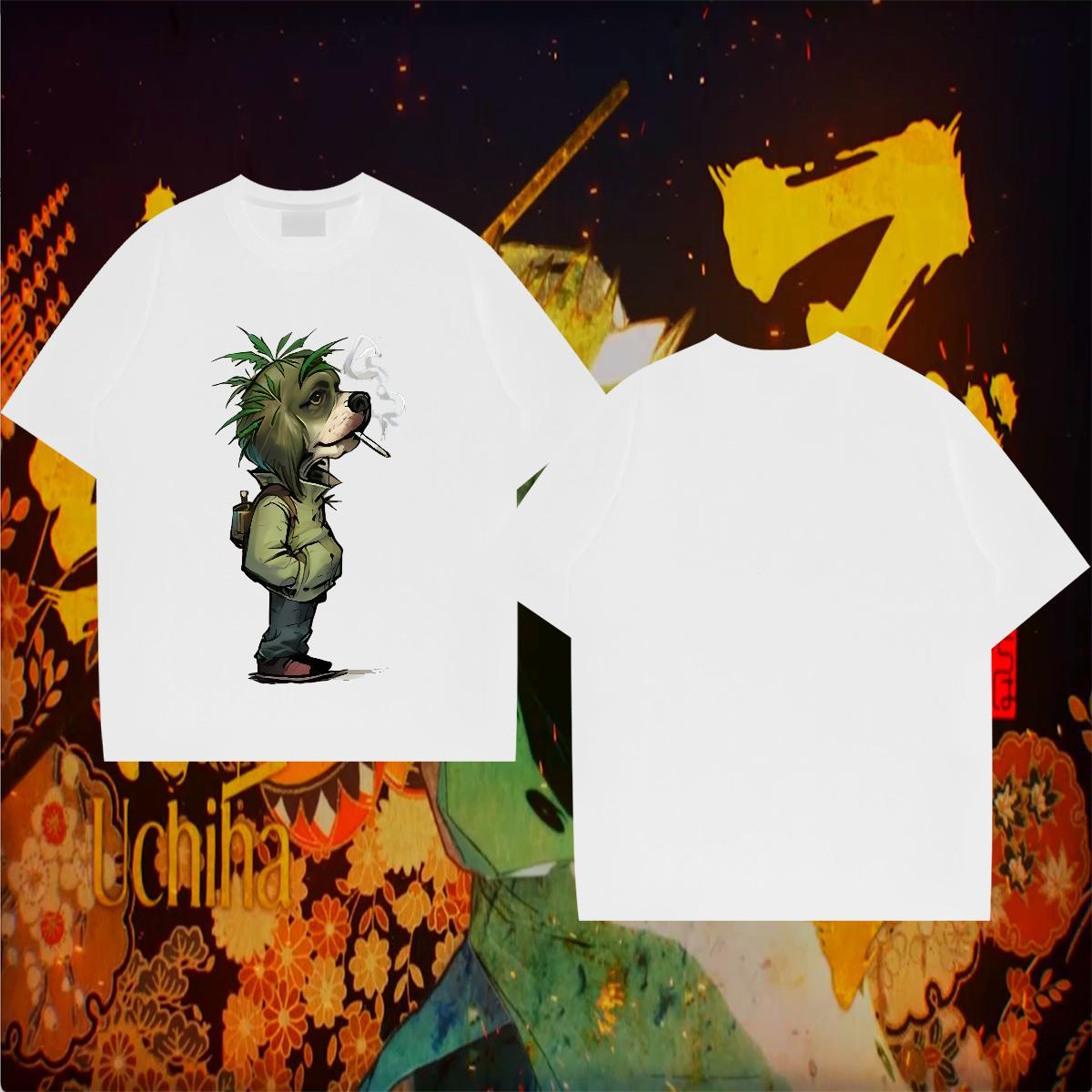 Fashion Men T Shirts 100% Cotton 230g dog Casual Daily Wear Tees Shirts O Neck Short Sleeves Unisex Tshirts Cartoon Printing L-4XL