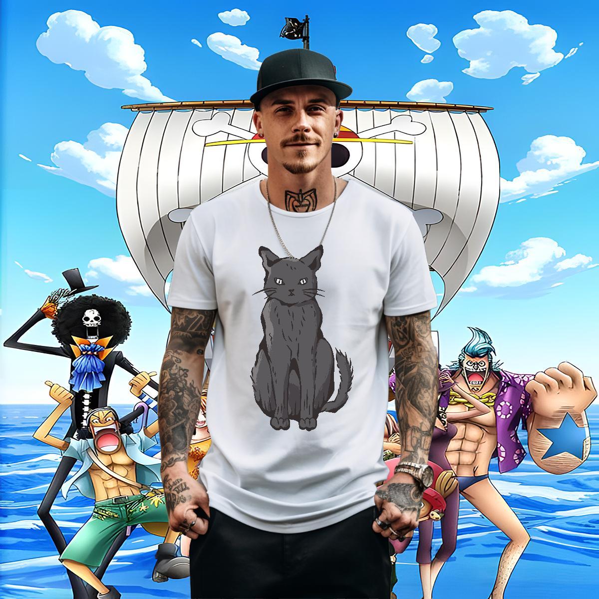 Wholesale Men Tees 100% Cotton 230g Street cat Cartoon Printing L-4XL Round Neck Short Sleeve Custom T shirt Tops Tees