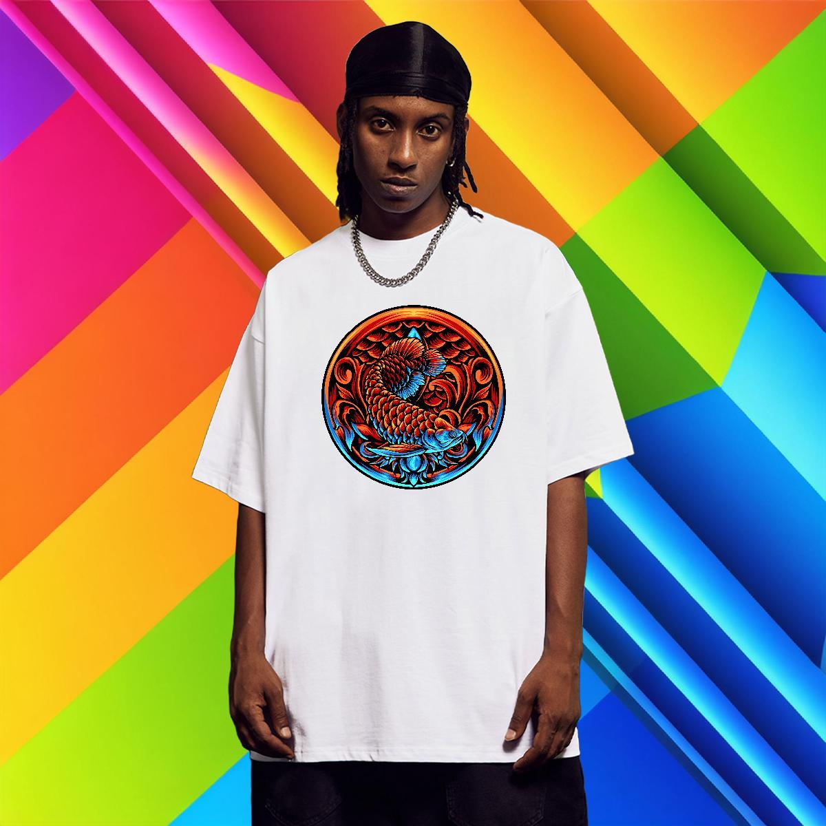 Classic Tshirt for Man Woman 100% Cotton 230g Sport Gold fish Anime Breathable Short Sleeve Designer Man T Shirts Clothes