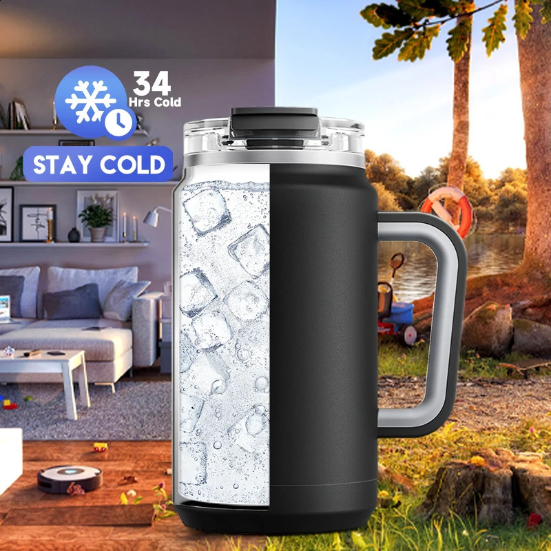 Meoky 50 oz large capacity vacuum cup purple black stainless steel leak proof car beverage 240805