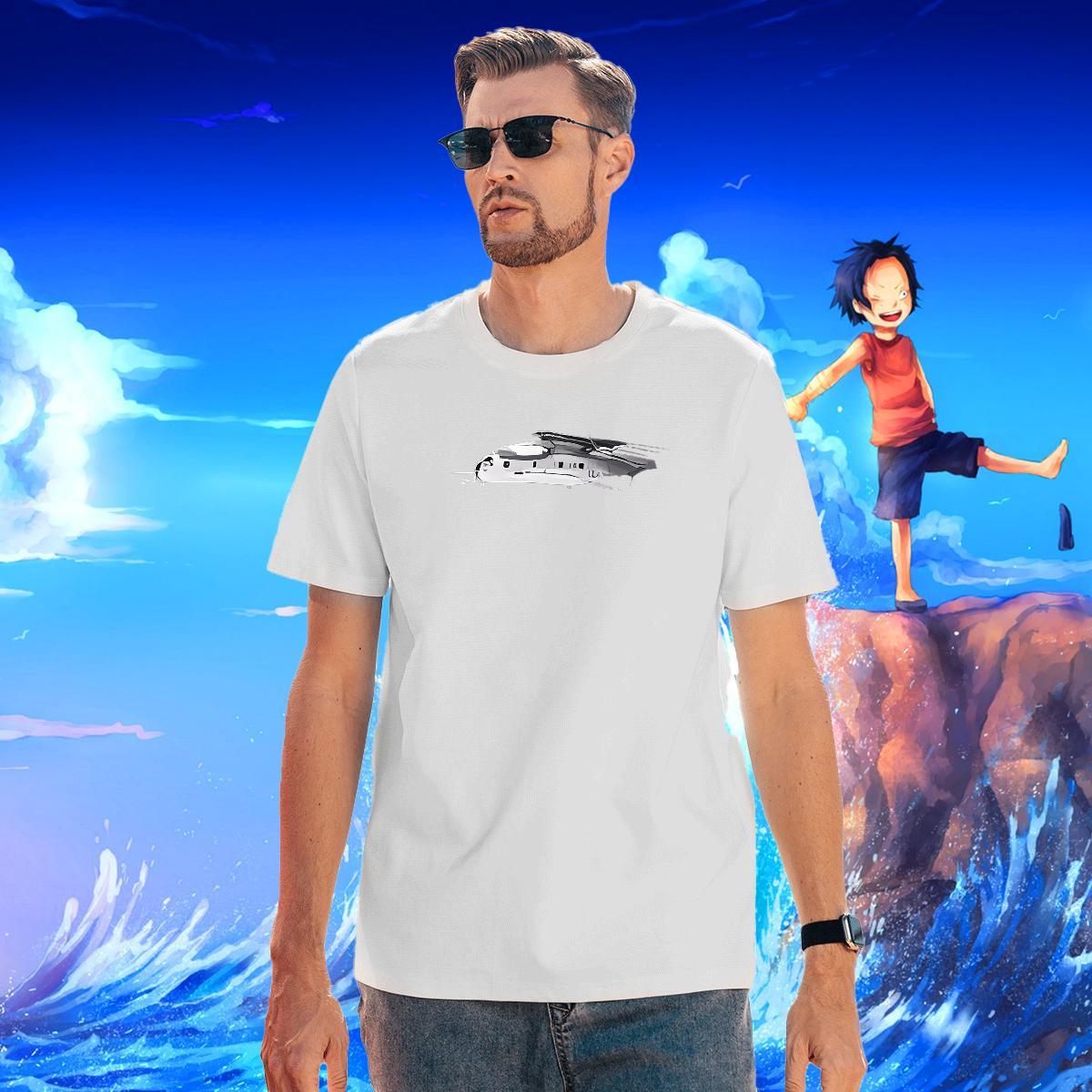Soft Tshirts 230g 100% Cotton Sport plane Cartoon Printing L-4XL Crew Neck Breathable Fashion Design T shirt Tops Tees