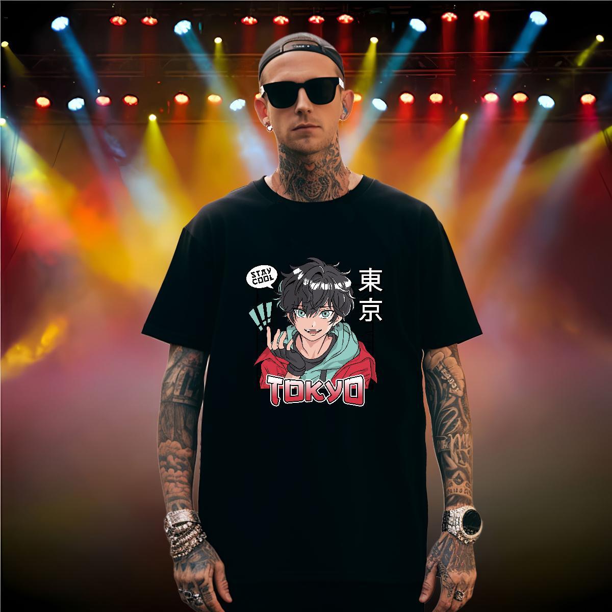 Mens T Shirts 230g 100% Cotton painting Casual Breathable Crew Neck Plus Size Cartoon Men Clothes T-Shirt Classic Wholesale Top Tees