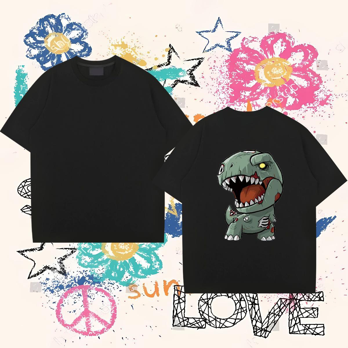 Designer Men T Shirts 100% Cotton 230g dinosaur Daily Outfit Top Tees Breathable Short Sleeve Cool Design Tshirt for Man Woman Oversized