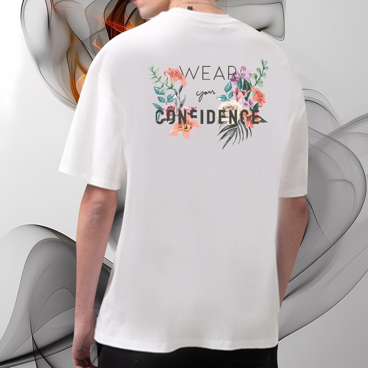 New T-Shirts for Men 230g Pure Cotton flower Daily Outfit Tees Shirts Breathable Crew Neck Classic Men Clothes T-Shirt Customized