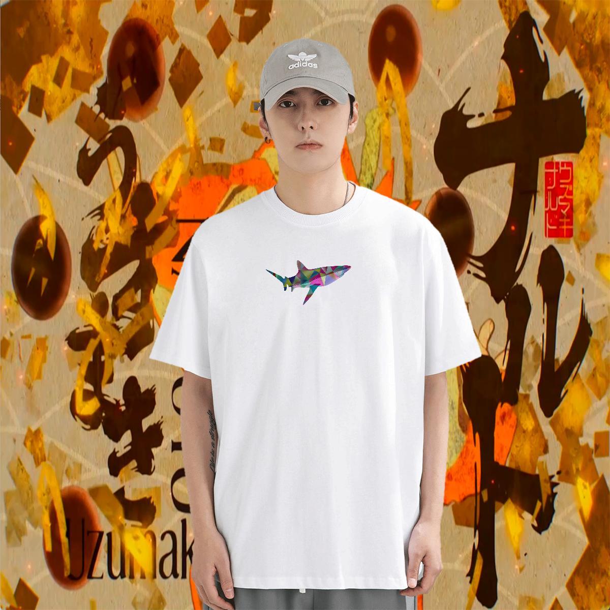 Classic Men Tshirts 230g Cotton Street Wear fish Anime Crew Neck Casual New T-Shirts Tops Tees