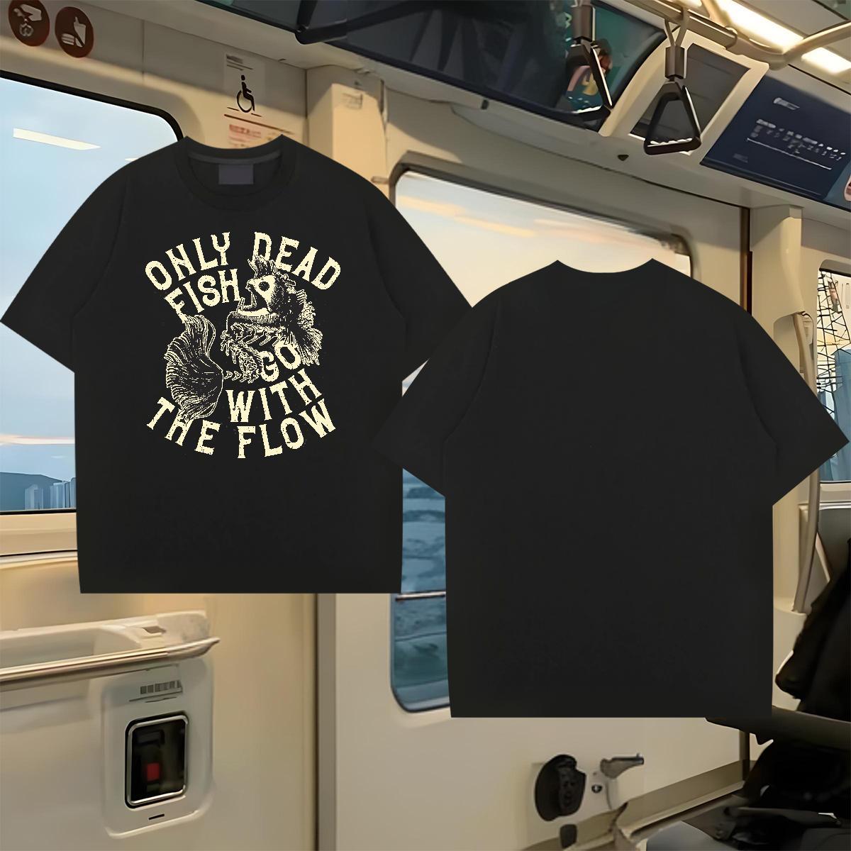 DIY Man T Shirts 100% Cotton 230g fish Outdoor Clothings Short Sleeve O-Neck Wholesale Couples T Shirts Customized Print