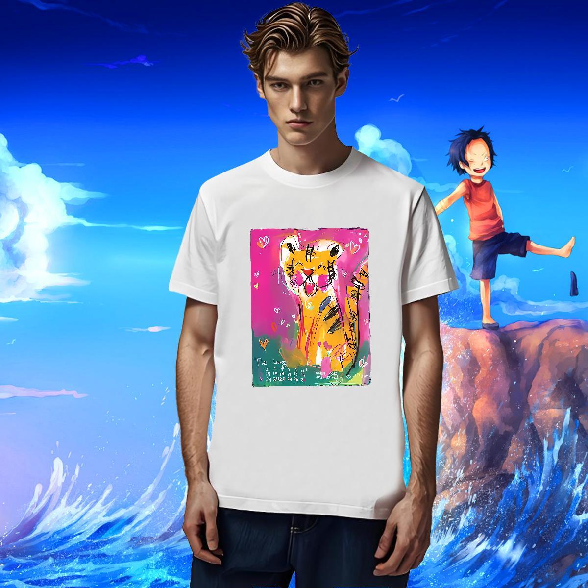 T shirt 230g Cotton tiger Street Wear Breathable Soft Custom Print Plus Size Tshirt for Man Woman Fashion New Free Shipping Tops Tees