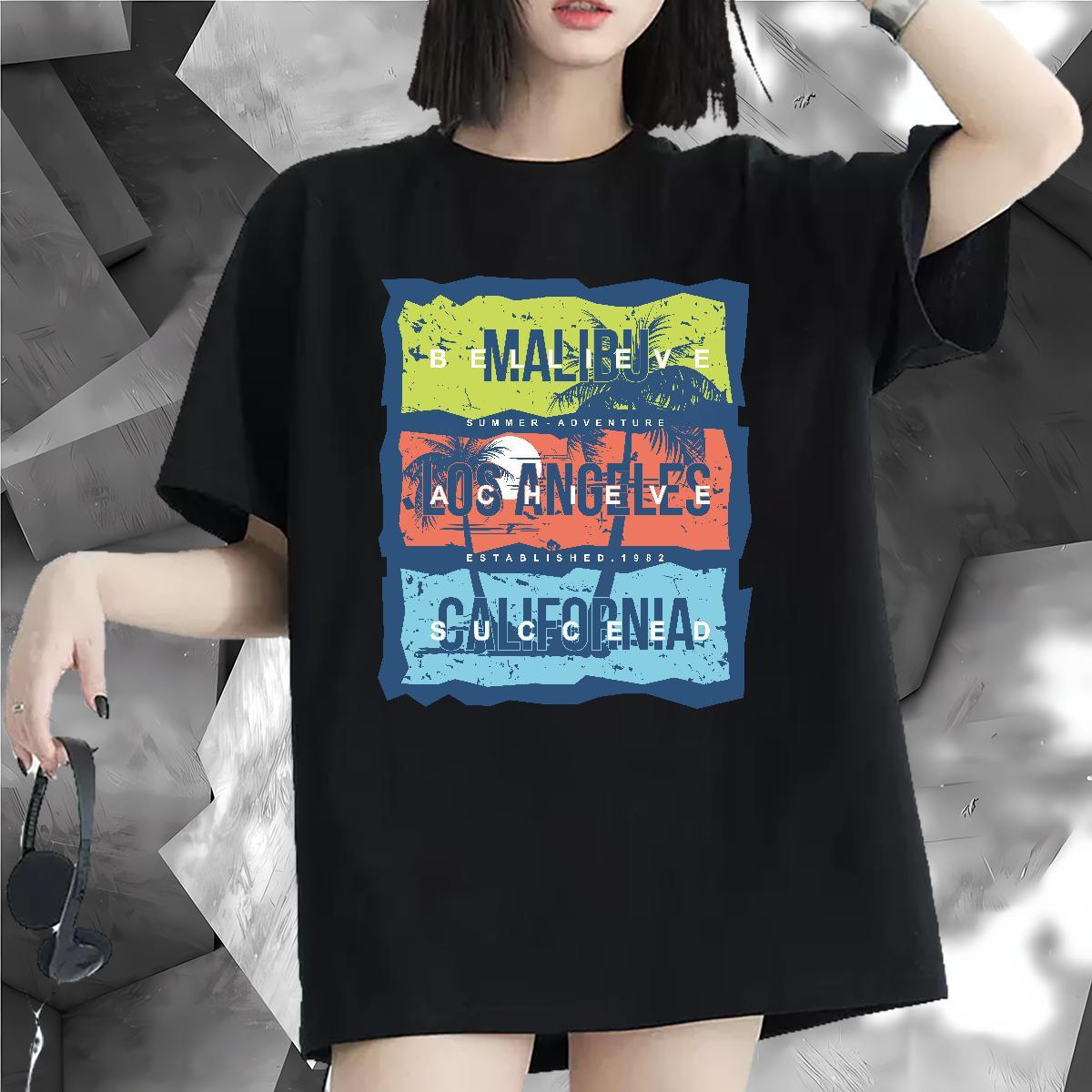 High quality T-Shirts for Women Breathable Lady T shirt Custom Print Oversized tree Street Wear 230g 100% Cotton 2024 Designer Top Shirts