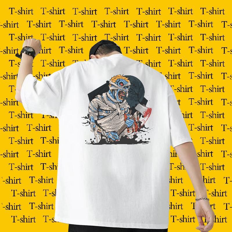 2024 Mens T Shirts 230g Cotton Halloween Beach Clothes Breathable Short Sleeve Popular Men Tshirts Anime Print