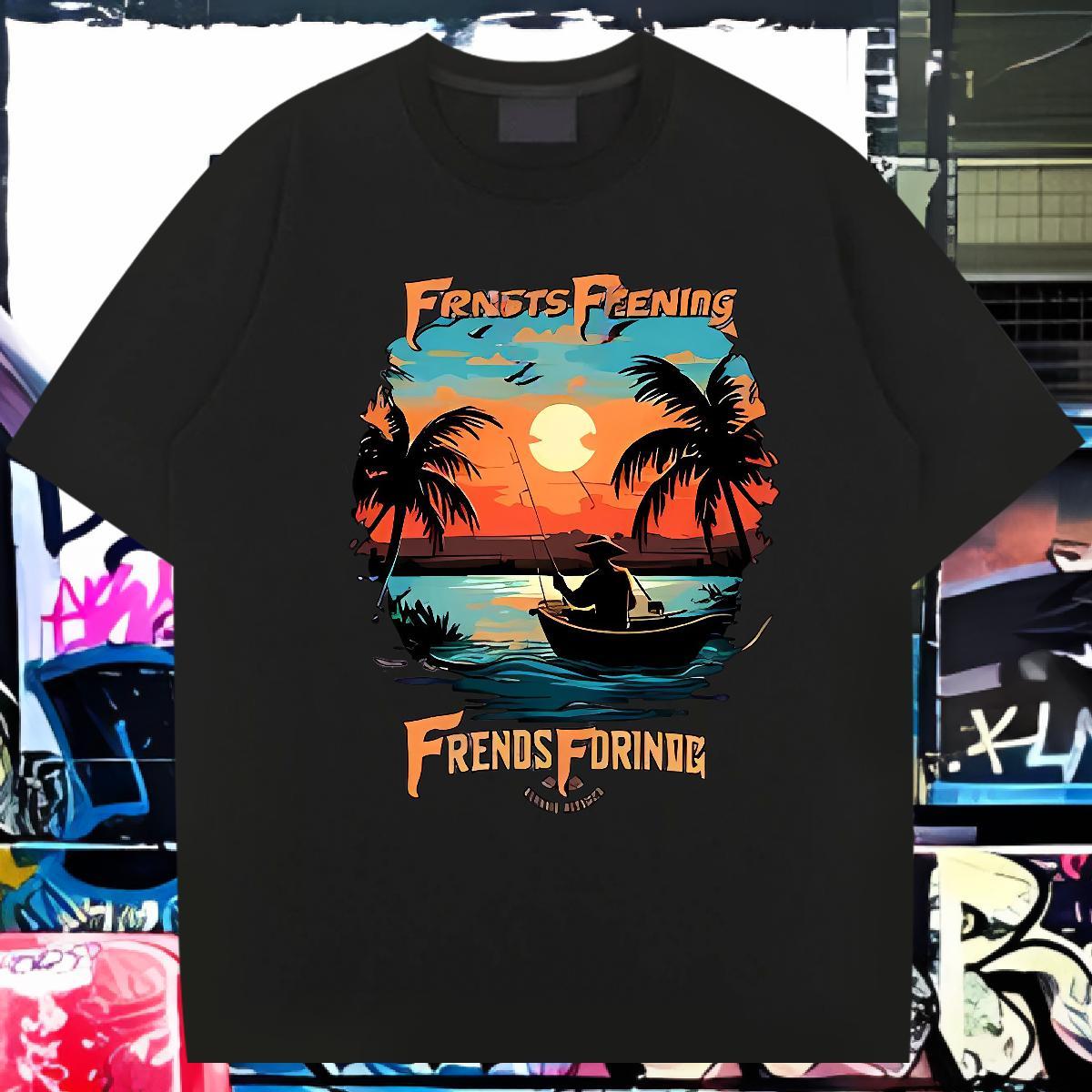 T Shirts Men 230g 100% Cotton beach Casual Daily Wear O-Neck Short Sleeve Floral Print Men Tshirts New Classic Tops Tees