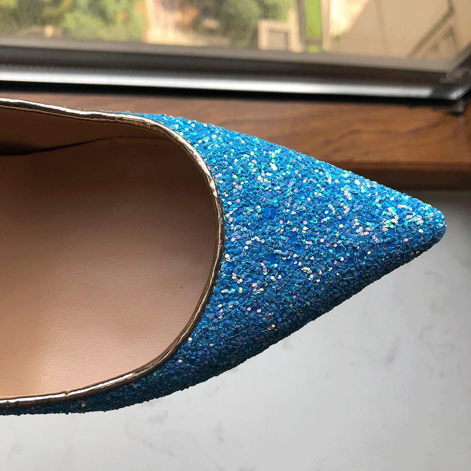 Tikipup Sky Blue Womens Sparkling Glitter Dot Toe Stiletto Pump Sexy Womens Ultra High Heels Wedding Bridal Shoes 240802